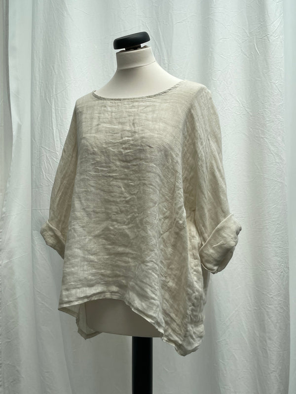 Round-neck Linen Blouse Ecru