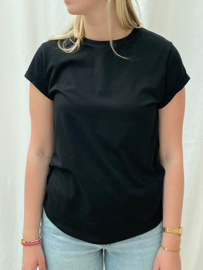 Organic t-shirt with rolled sleeves Faded Black