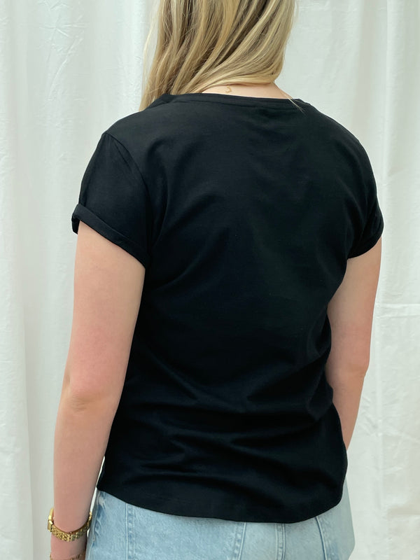 Organic t-shirt with rolled sleeves Faded Black