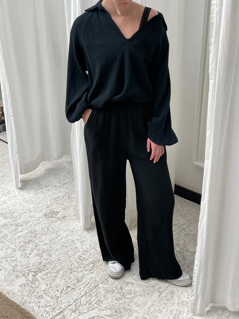 Waffle Pants Black