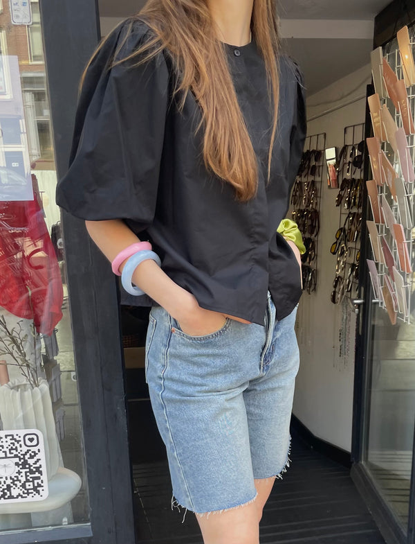 Renée Puffed Sleeve Blouse Black