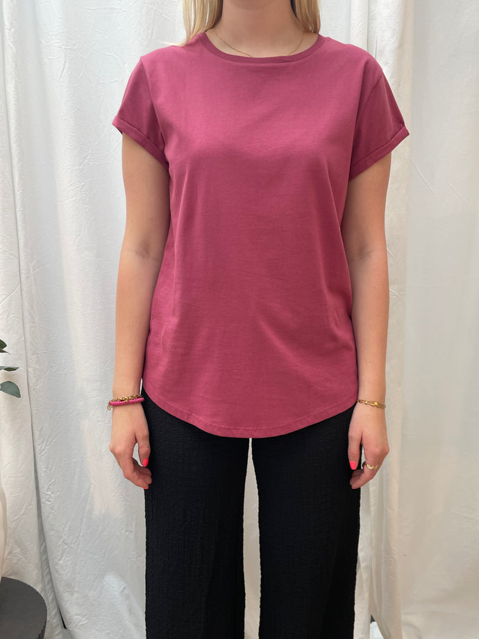 Organic t-shirt with rolled sleeves Light Pink