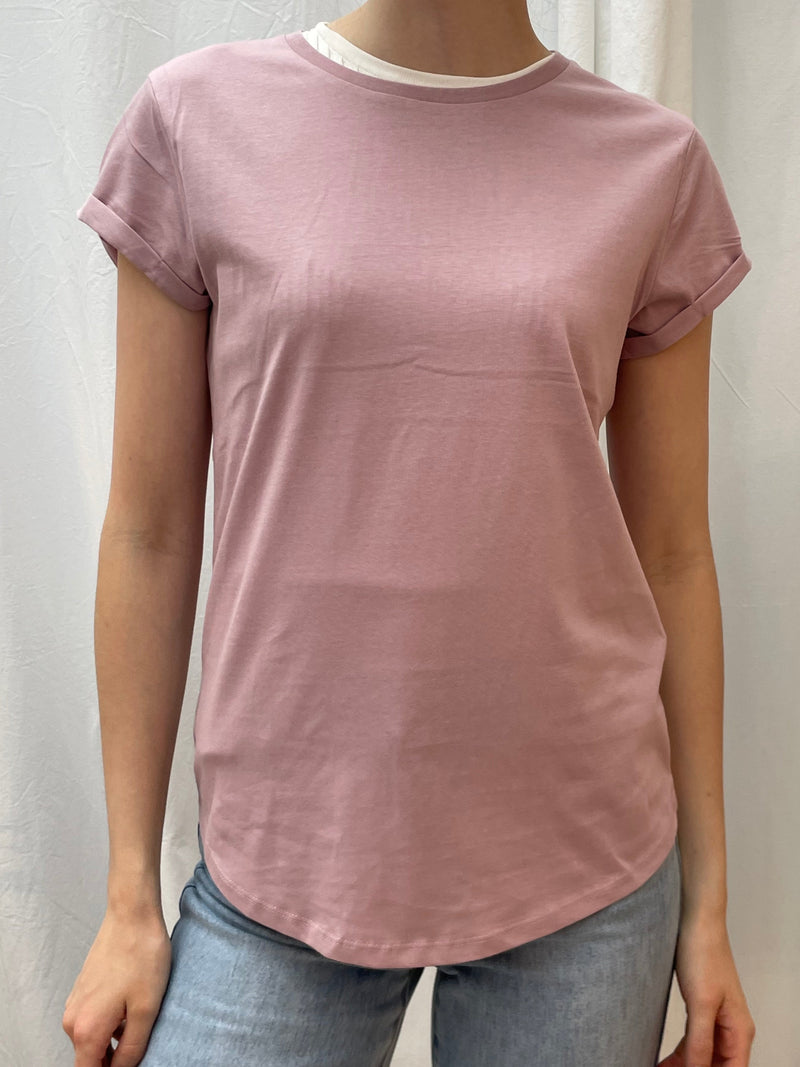 Organic t-shirt with rolled sleeves Light Pink
