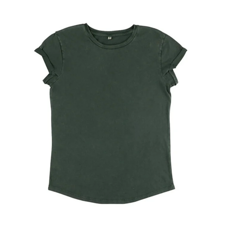 Organic t-shirt with rolled sleeves Faded Green