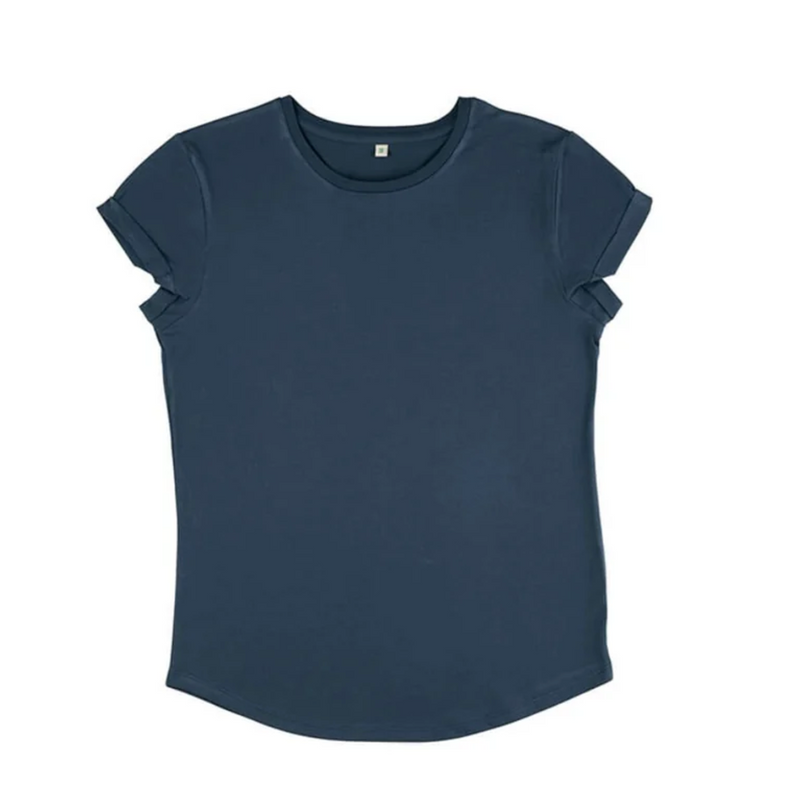 Organic t-shirt with rolled sleeves Blue