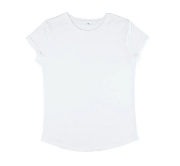 Organic t-shirt with rolled sleeves White